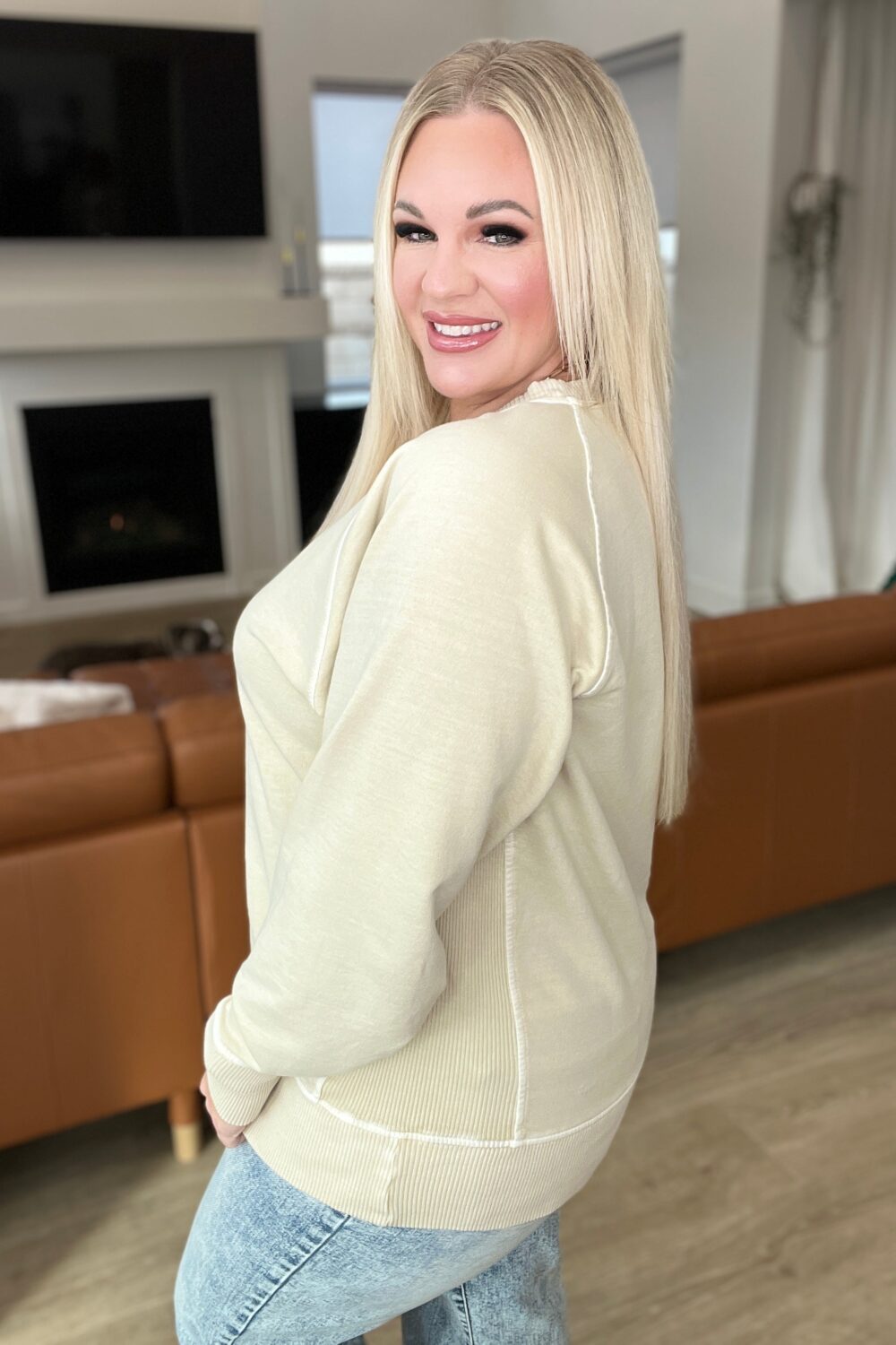 Hands Down Favorite Sweatshirt in Sand Beige - Image 3
