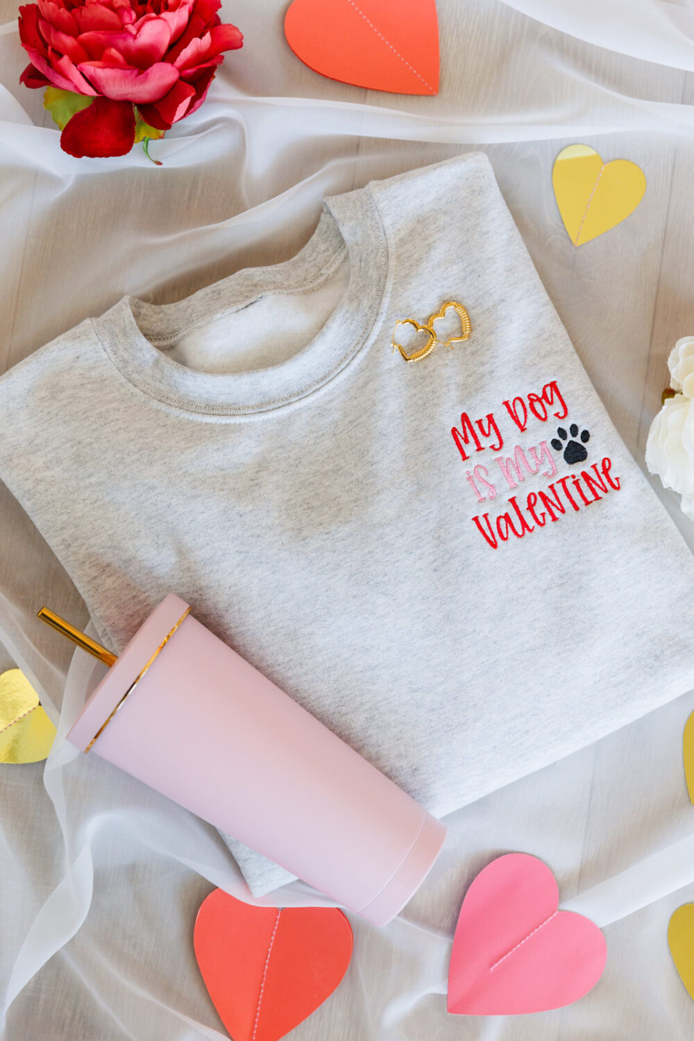My Dog is My Valentine Embroidered Sweatshirt - Image 3